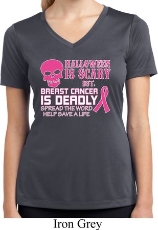 Ladies Shirt Halloween Scary Cancer Deadly Moisture Wicking V-neck Tee