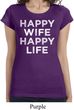 Ladies Shirt Happy Wife Happy Life Longer Length Tee T-Shirt