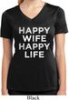 Ladies Shirt Happy Wife Happy Life Moisture Wicking V-neck Tee T-Shirt