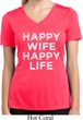 Ladies Shirt Happy Wife Happy Life Moisture Wicking V-neck Tee T-Shirt