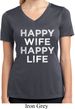 Ladies Shirt Happy Wife Happy Life Moisture Wicking V-neck Tee T-Shirt