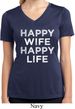 Ladies Shirt Happy Wife Happy Life Moisture Wicking V-neck Tee T-Shirt