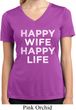 Ladies Shirt Happy Wife Happy Life Moisture Wicking V-neck Tee T-Shirt