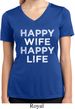 Ladies Shirt Happy Wife Happy Life Moisture Wicking V-neck Tee T-Shirt