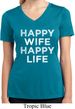 Ladies Shirt Happy Wife Happy Life Moisture Wicking V-neck Tee T-Shirt