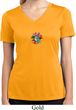 Ladies Shirt Hippie Sun Patch Middle Moisture Wicking V-neck Tee