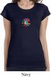 Ladies Shirt Hippie Sun Patch Middle Print Longer Length Tee T-Shirt