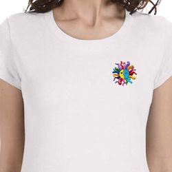 Ladies Shirt Hippie Sun Patch Pocket Print Longer Length Tee T-Shirt