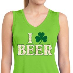 Ladies Shirt I Love Beer Moisture Wicking Sleeveless Tee T-Shirt