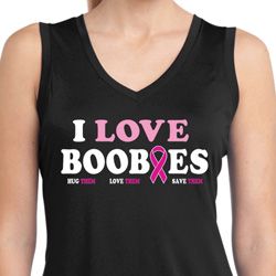 Ladies Shirt I Love Boobies Sleeveless Moisture Wicking Tee T-Shirt