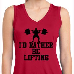 Ladies Shirt I Rather Be Lifting Sleeveless Moisture Wicking Tee Ladies Shirt I Rather Be Lifting Sleeveless Moisture Wicking Tee
