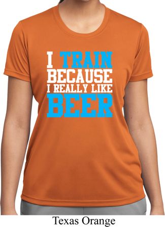 Ladies Shirt I Train For Beer Moisture Wicking Tee T-Shirt