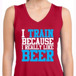Ladies Shirt I Train For Beer Sleeveless Moisture Wicking Tee