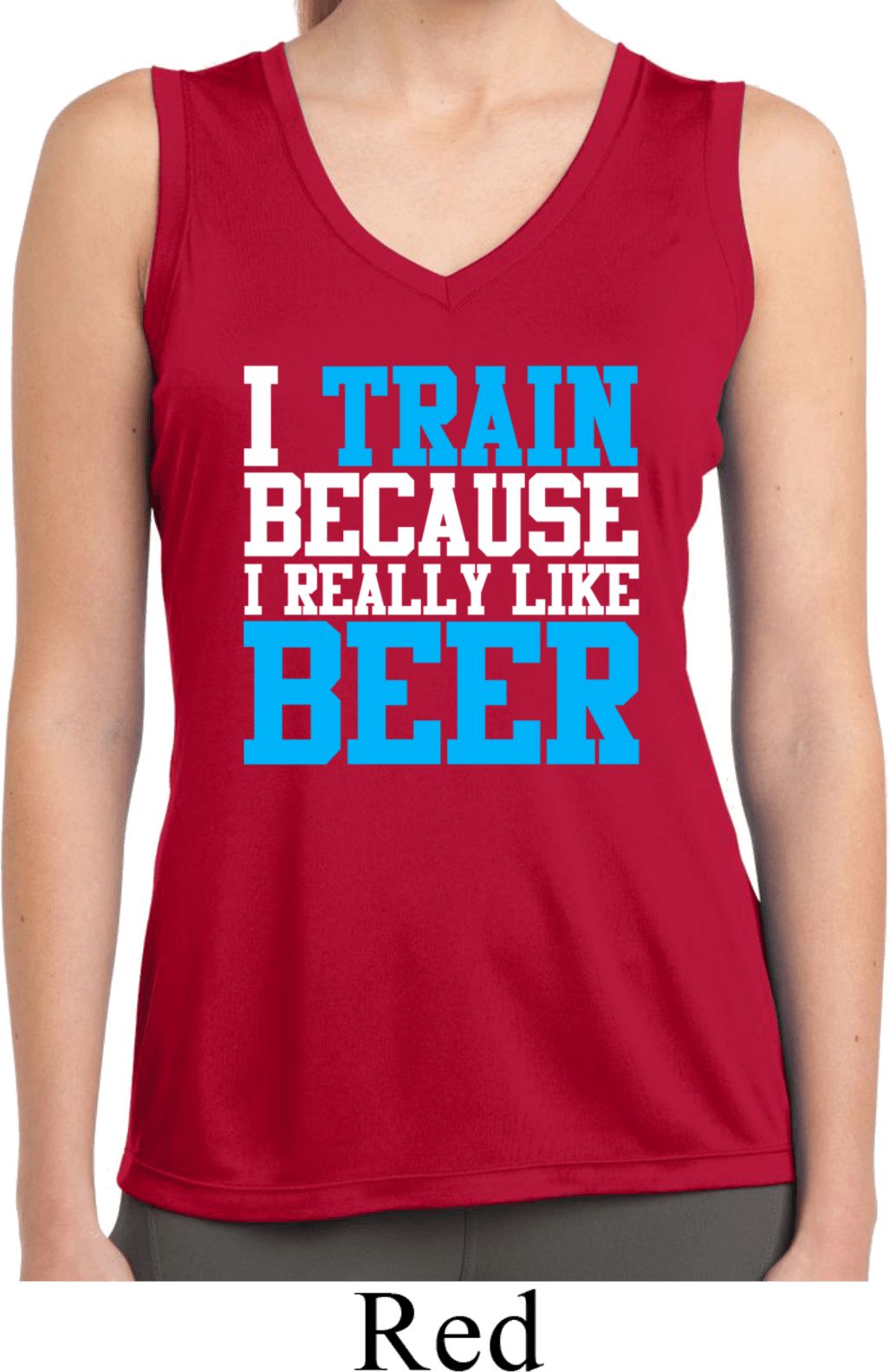 Ladies Shirt I Train For Beer Sleeveless Moisture Wicking Tee I Train For Beer Ladies Fitness