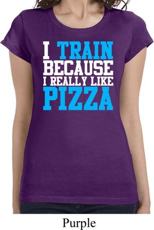 Ladies Shirt I Train For Pizza Longer Length Tee T-Shirt