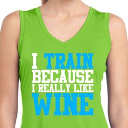 Ladies Shirt I Train For Wine Sleeveless Moisture Wicking Tee T-Shirt