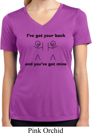 Ladies Shirt I've Got Your Back Moisture Wicking V-neck Tee T-Shirt