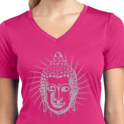 Ladies Shirt Iconic Buddha Moisture Wicking V-neck Tee