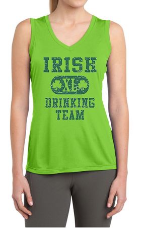 Ladies Shirt Irish Drinking Team Sleeveless Moisture Wicking Tee