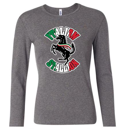 Ladies Shirt Italian Stallion Long Sleeve Tee T-Shirt
