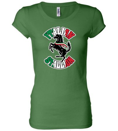 Ladies Shirt Italian Stallion Longer Length Tee T-Shirt