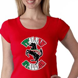 Ladies Shirt Italian Stallion Scoop Neck Tee T-Shirt