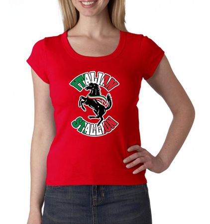 Ladies Shirt Italian Stallion Scoop Neck Tee T-Shirt