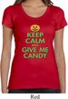 Ladies Shirt Keep Calm and Give Me Candy Scoop Neck Tee T-Shirt
