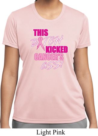 Ladies Shirt Kicked Cancers Ass Moisture Wicking Tee T-Shirt