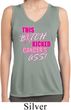 Ladies Shirt Kicked Cancers Ass Sleeveless Moisture Wicking Tee