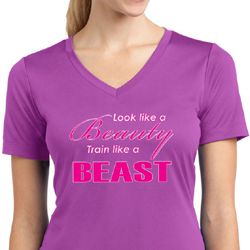 Ladies Shirt Look Like a Beauty Moisture Wicking V-neck Tee T-Shirt Ladies Shirt Look Like a Beauty Moisture Wicking V-neck Tee T-Shirt