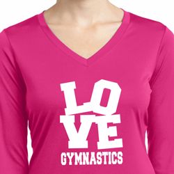 Ladies Shirt Love Gymnastics Dry Wicking Long Sleeve Tee T-Shirt Ladies Shirt Love Gymnastics Dry Wicking Long Sleeve Tee T-Shirt