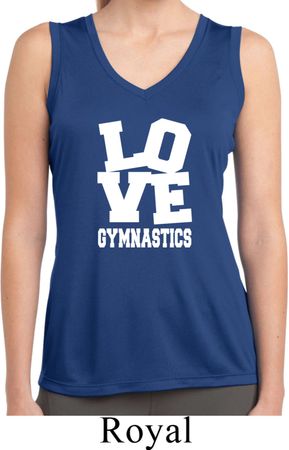 Ladies Shirt Love Gymnastics Sleeveless Moisture Wicking Tee T-Shirt