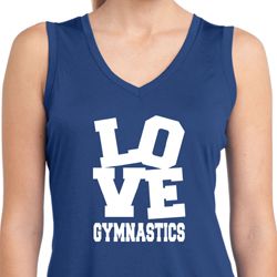 Ladies Shirt Love Gymnastics Sleeveless Moisture Wicking Tee T-Shirt Ladies Shirt Love Gymnastics Sleeveless Moisture Wicking Tee T-Shirt