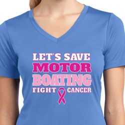Ladies Shirt Motor Boating Moisture Wicking V-neck Tee T-Shirt