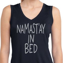 Ladies Shirt Namastay In Bed Sleeveless Moisture Wicking Tee