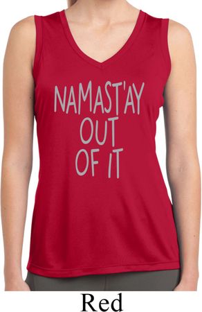 Ladies Shirt Namastay Out Of It Sleeveless Moisture Wicking Tee