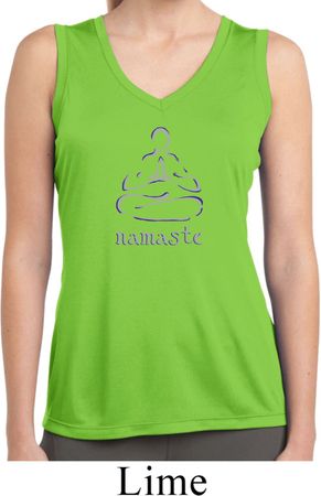 Ladies Shirt Namaste Lotus Pose Sleeveless Moisture Wicking T-Shirt