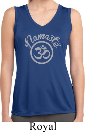 Ladies Shirt Namaste Om Sleeveless Moisture Wicking Tee