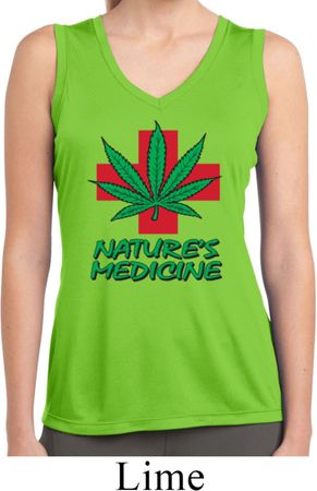 Ladies Shirt Natures Medicine Sleeveless Moisture Wicking Tee T-Shirt
