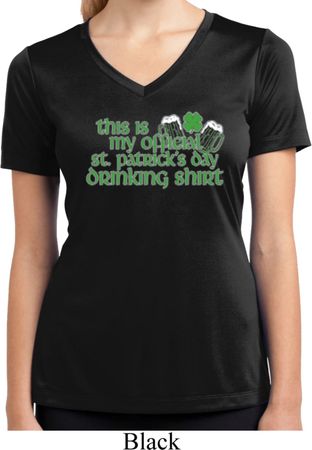 Ladies Shirt Official Drinking Shirt Moisture Wicking V-neck Tee