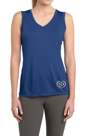 Ladies Shirt OM Heart Bottom Print Sleeveless Moisture Wicking Tee