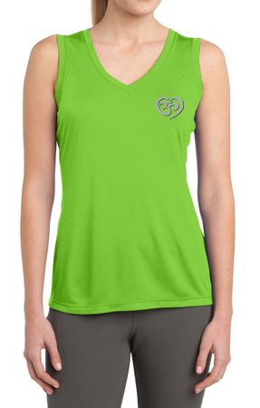 Ladies Shirt OM Heart Pocket Print Sleeveless Moisture Wicking Tee