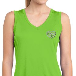 Ladies Shirt OM Heart Pocket Print Sleeveless Moisture Wicking Tee