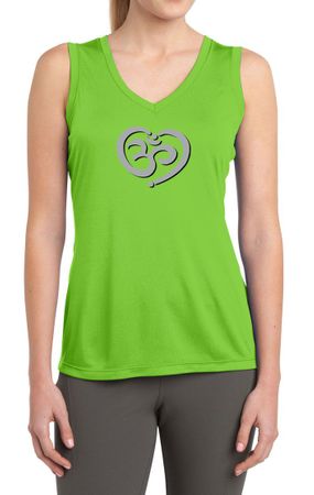 Ladies Shirt OM Heart Sleeveless Moisture Wicking Tee T-Shirt