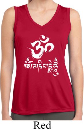 Ladies Shirt OM Mani Padme Hum Sleeveless Moisture Wicking Tee T-Shirt