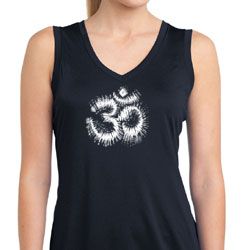 Ladies Shirt OM Tie Dye Sleeveless Moisture Wicking Tee T-Shirt