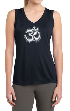 Ladies Shirt OM Tie Dye Sleeveless Moisture Wicking Tee T-Shirt