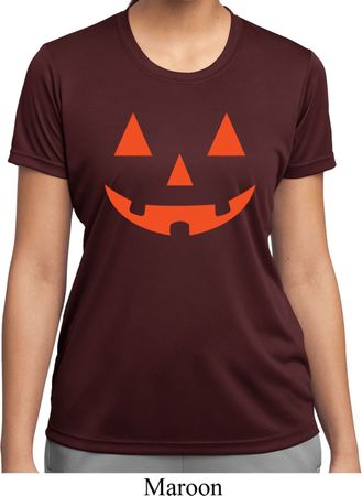 Ladies Shirt Orange Jack O Lantern Moisture Wicking Tee T-Shirt