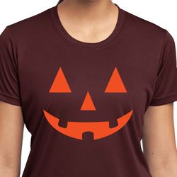 Ladies Shirt Orange Jack O Lantern Moisture Wicking Tee T-Shirt Ladies Shirt Orange Jack O Lantern Moisture Wicking Tee T-Shirt